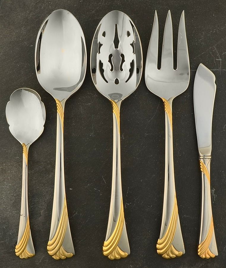 Kelly Gold (Stainless, Gold Accent) 5 Piece Hostess Set by Lenox-1