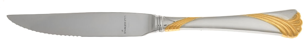 Kelly Gold (Stainless, Gold Accent) Steak Knife Individual Hollow, Serrate HC by Lenox-1
