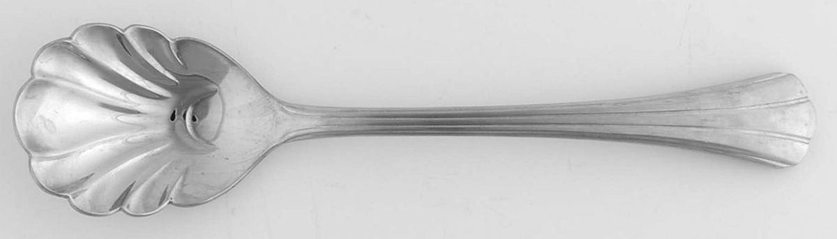 Satin Flutes (Stainless) Sugar Shell Spoon by Kirk Stieff-1