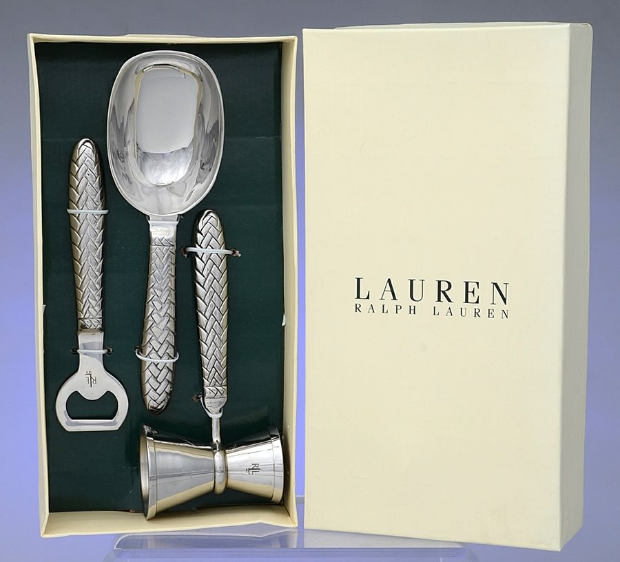 Equestrian Braid (Stainless) (3 Piece) Bar Set (ICSSO, BOS, JIGDSO) by Ralph Lauren Flatware-1