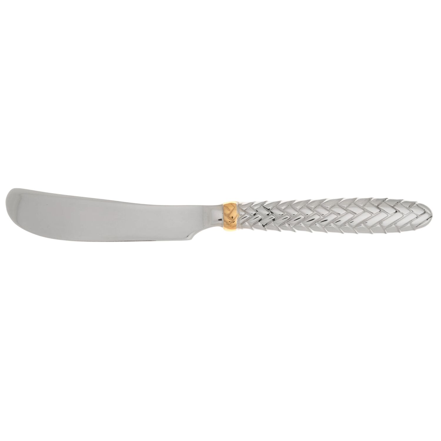 Golden Equestrian Braid (Stainless, Gold Accent) Butter Spreader Hollow Hdl-Paddle/Stainless Blade by Ralph Lauren Flatware-1