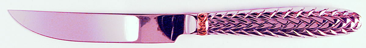 Golden Equestrian Braid (Stainless, Gold Accent) Steak Knife Individual Hollow, No Serrate HC by Ralph Lauren Flatware-1