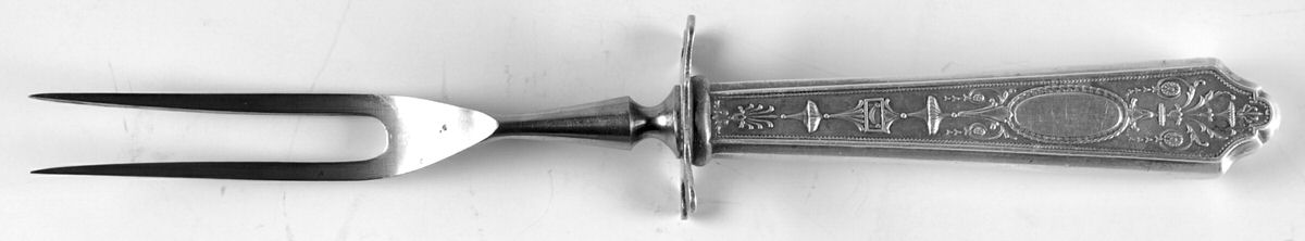 Adam (Sterling, 1921) Small Steak Carving Fork with Stainless Prongs by Lunt Silver-1