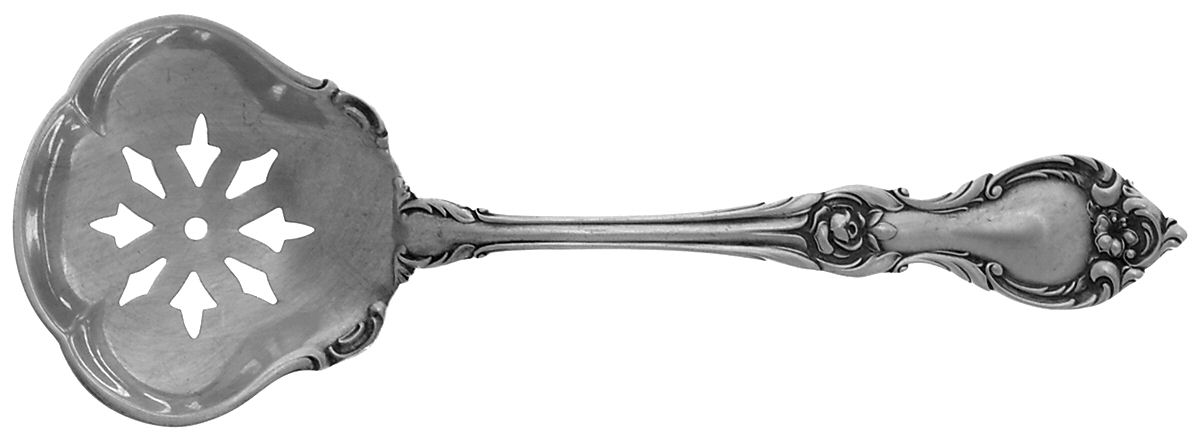 Alexandra (Sterling, 1961) Solid Bon Bon Spoon with Pierced Bowl by Lunt Silver-1