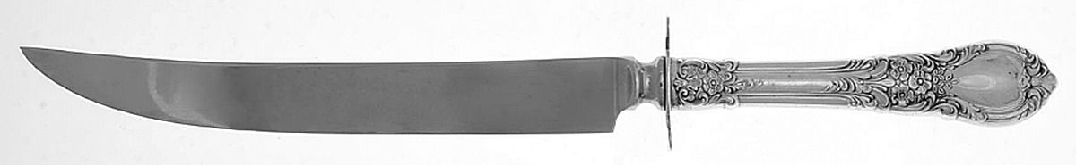 American Victorian (Sterling, 1941, No Monos) Large Carving/Roast Knife StnlBl w/Sterling Guard by Lunt Silver-1
