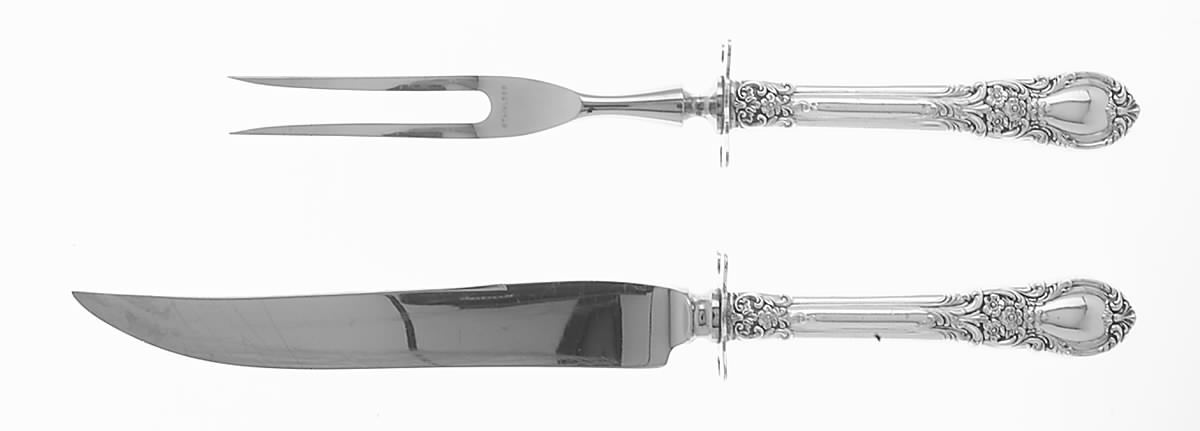 American Victorian (Sterling, 1941, No Monos) Small Stainless Blade 2-Piece Steak Carving Set by Lunt Silver-1
