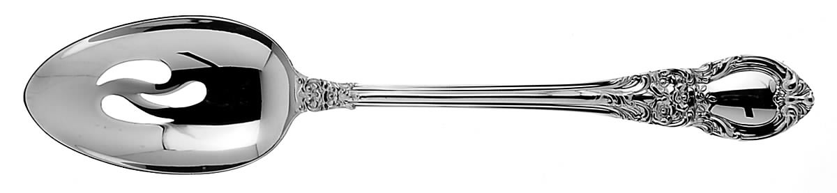 American Victorian (Sterling, 1941, No Monos) Pierced Tablespoon (Serving Spoon) by Lunt Silver-1