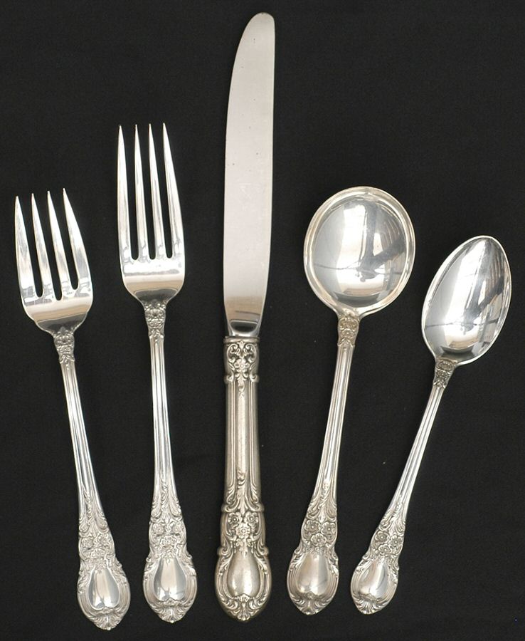American Victorian (Sterling, 1941, No Monos) 5 Piece Place Size Setting by Lunt Silver-1
