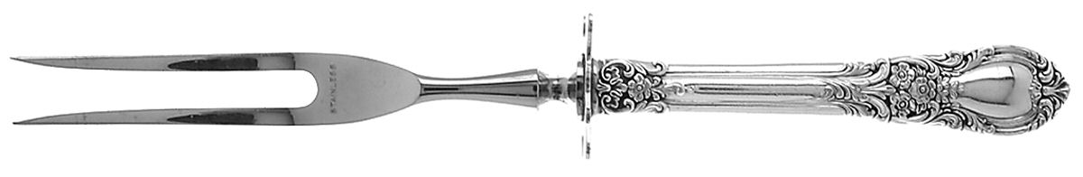 American Victorian (Sterling, 1941, No Monos) Small Steak Carving Fork with Stainless Prongs by Lunt Silver-1