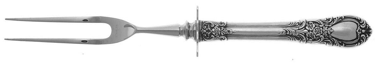 American Victorian (Sterling, 1941, No Monos) Small Steak Carving Fork with Stainless Prongs by Lunt Silver-1