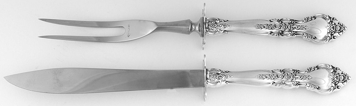Belvedere (Sterling, 1972) 2 Piece Small Carving Set W/ Sterling Guard by Lunt Silver-1