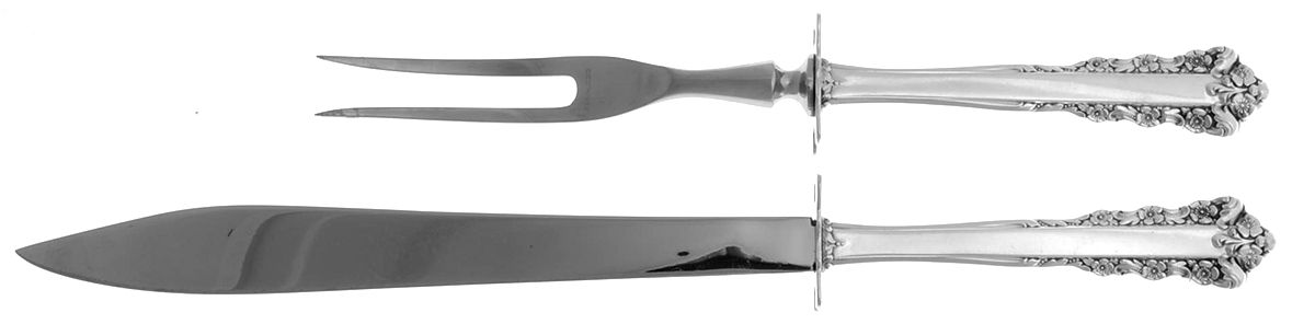 Belle Meade (Sterling, 1967) 2 Piece Small Carving Set W/ Sterling Guard by Lunt Silver-1