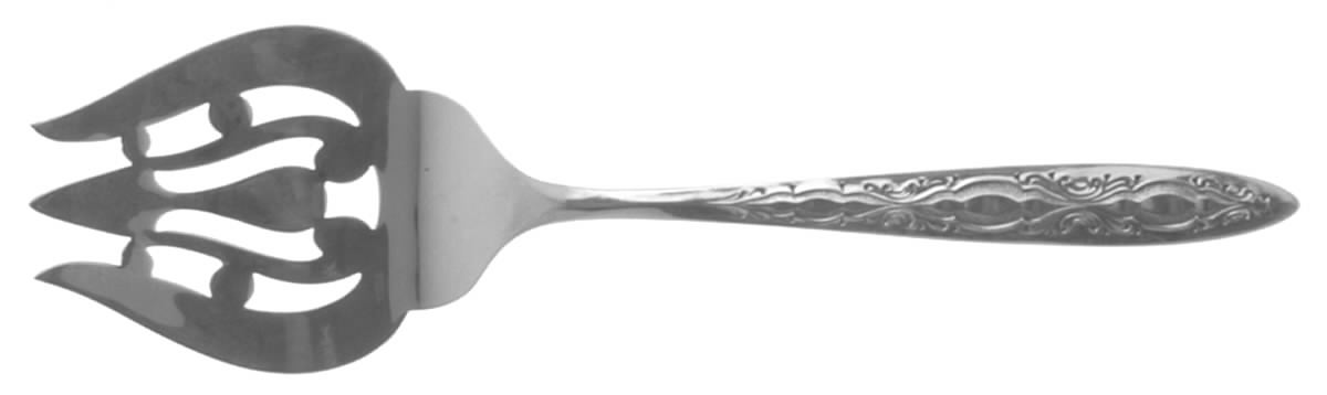 Bridal Lace (Sterling, 1973) Small Solid Cold Meat Serving Fork by Lunt Silver-1