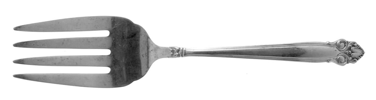 Canterbury Bell (Sterling, 1952) Small Solid Cold Meat Serving Fork by Lunt Silver-1