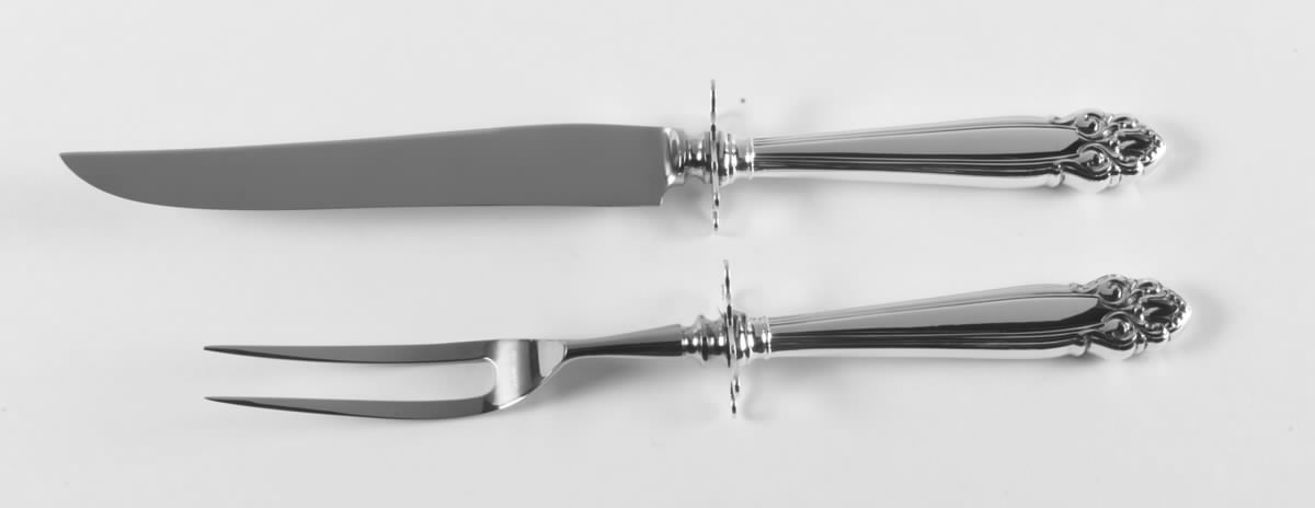 Canterbury Bell (Sterling, 1952) Small Stainless Blade 2-Piece Steak Carving Set by Lunt Silver-1