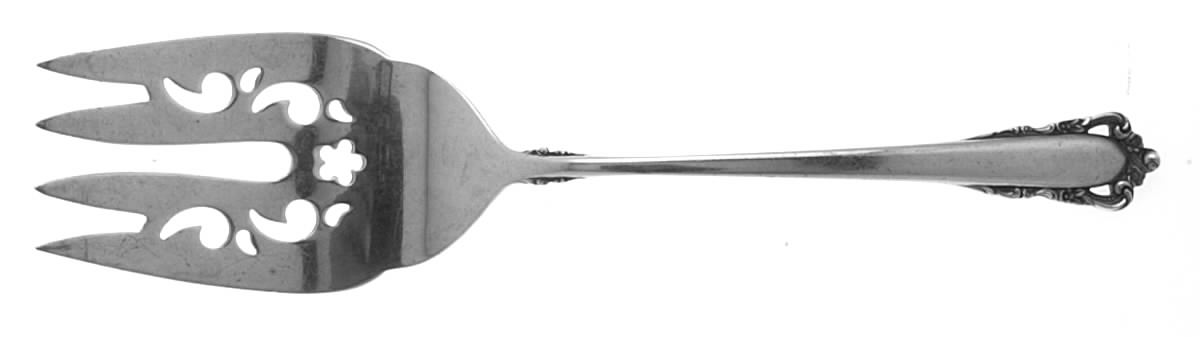 Carillon (Sterling, 1957) Medium Solid Cold Meat Serving Fork by Lunt Silver-1
