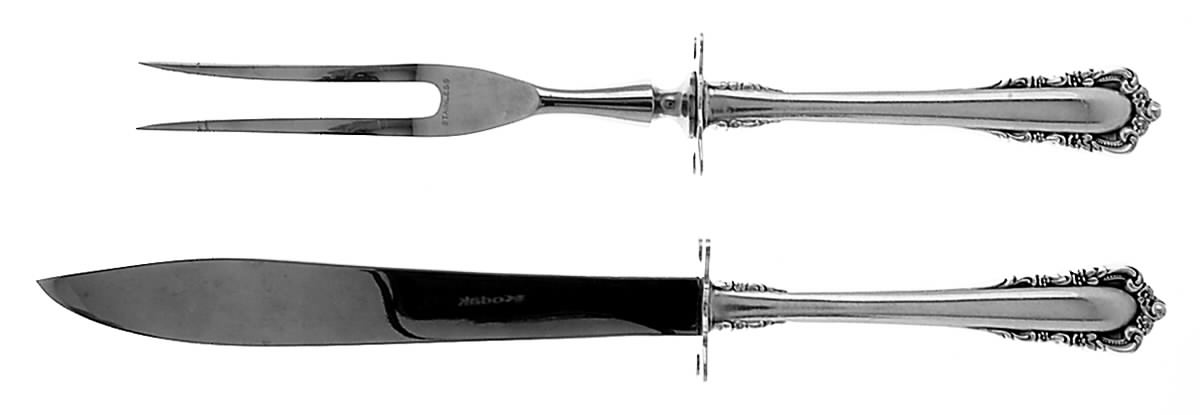 Carillon (Sterling, 1957) Small Steak 2-Piece Carving Set w/Stainless Blade by Lunt Silver-1