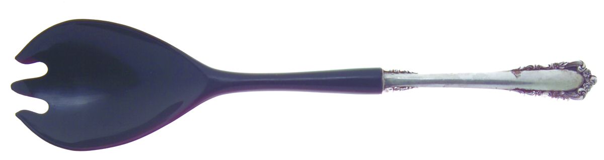 Carillon (Sterling, 1957) Salad Serving Fork with Plastic Prongs by Lunt Silver-1