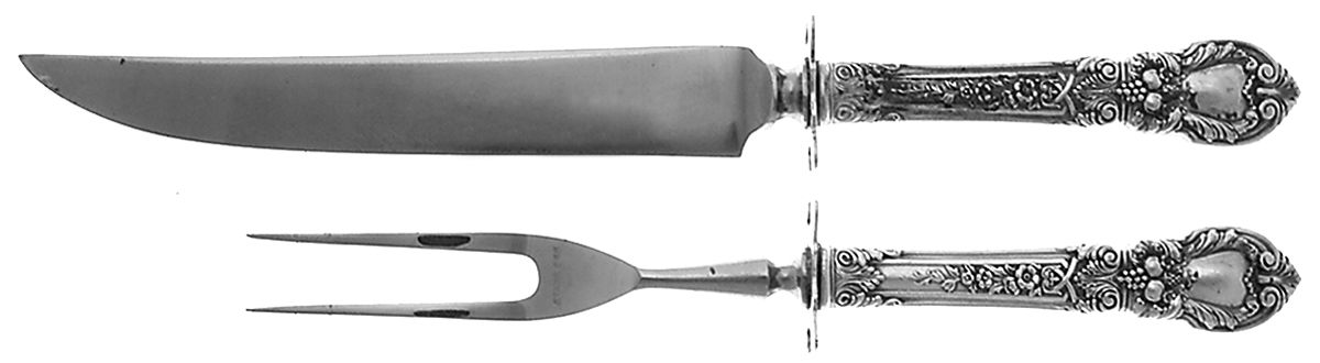 Charles II (Sterling, 1934, No Monograms) Small Steak 2-Piece Carving Set w/Stainless Blade by Lunt Silver-1