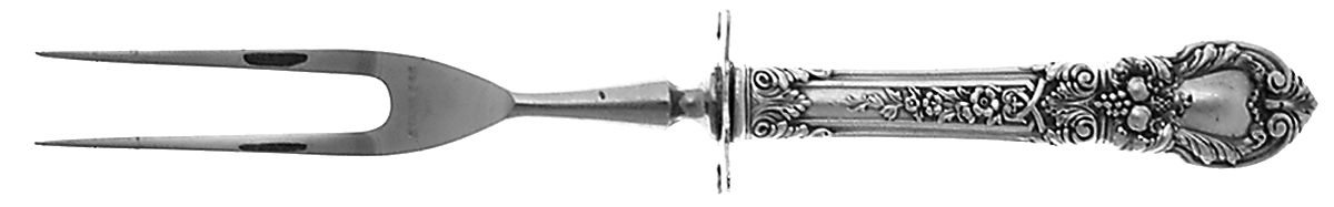 Charles II (Sterling, 1934, No Monograms) Small Steak Carving Fork with Stainless Prongs by Lunt Silver-1