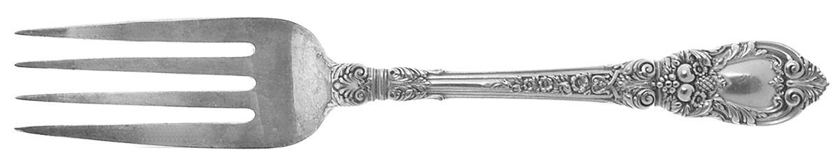Charles II (Sterling, 1934, No Monograms) Small Solid Cold Meat Serving Fork by Lunt Silver-1