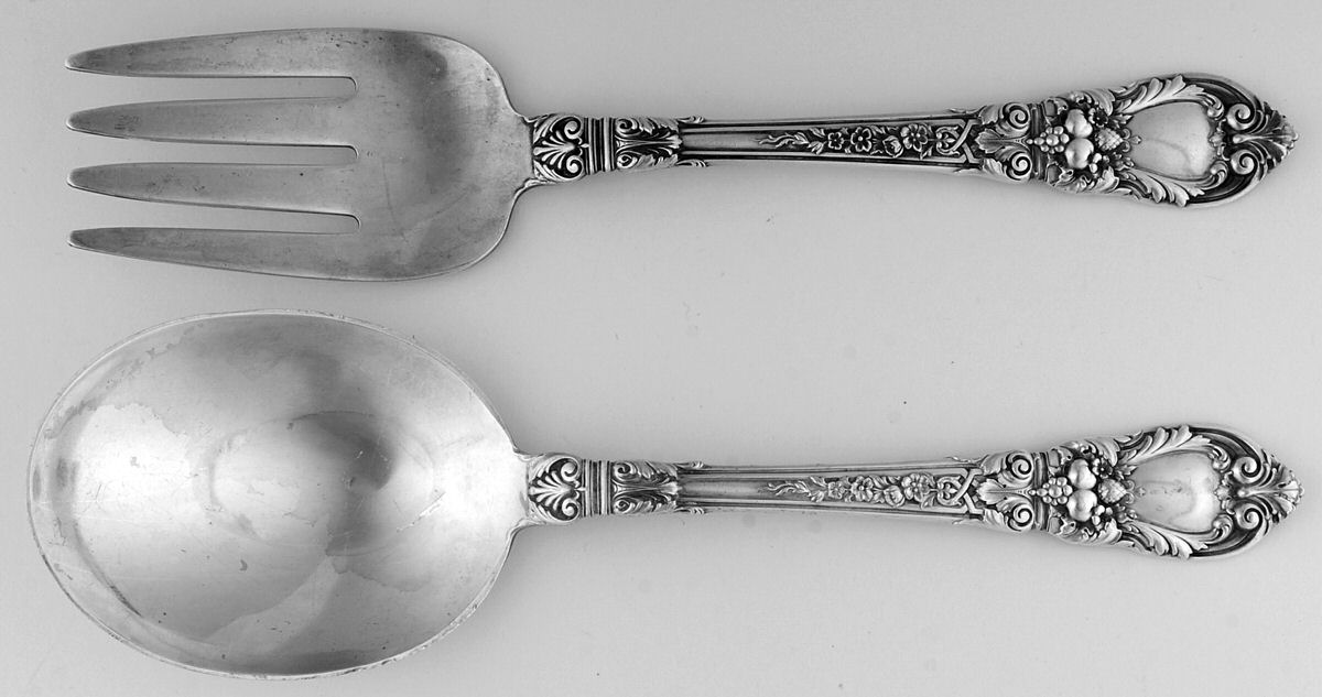 Charles II (Sterling, 1934, No Monograms) (2 Pc) Solid Salad Set by Lunt Silver-1