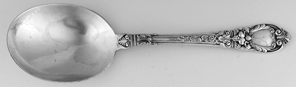 Charles II (Sterling, 1934, No Monograms) Solid Salad Serving Spoon by Lunt Silver-1