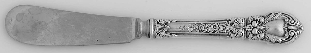 Charles II (Sterling, 1934, No Monograms) Butter Spreader Hollow Hdl-Paddle/Stainless Blade by Lunt Silver-1
