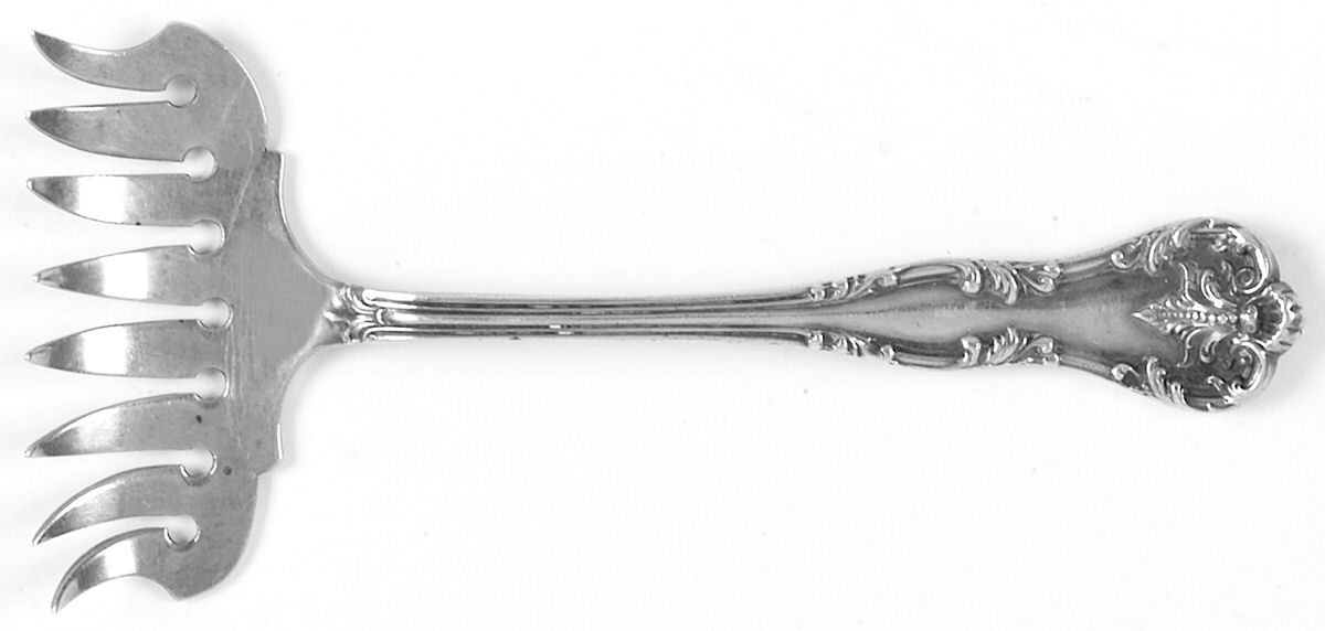 Chatelaine (Sterling, 1894) Large Solid Tined Sardine Serving Fork by Lunt Silver-1