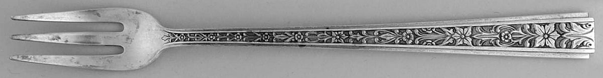 Chased Classic (Sterling, 1936) Cocktail/Seafood Fork by Lunt Silver-1