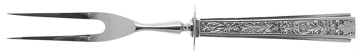 Chased Classic (Sterling, 1936) Small Steak Carving Fork with Stainless Prongs by Lunt Silver-1