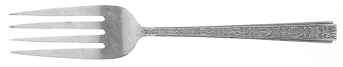 Chased Classic (Sterling, 1936) Small Solid Cold Meat Serving Fork by Lunt Silver-1
