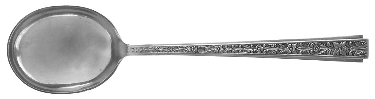 Chased Classic (Sterling, 1936) Round Bowl Soup Spoon (Gumbo) by Lunt Silver-1