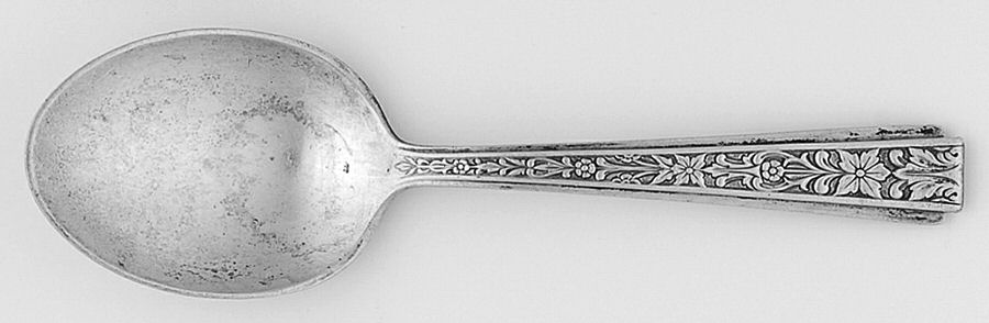 Chased Classic (Sterling, 1936) Straight Handle Baby Spoon by Lunt Silver-1