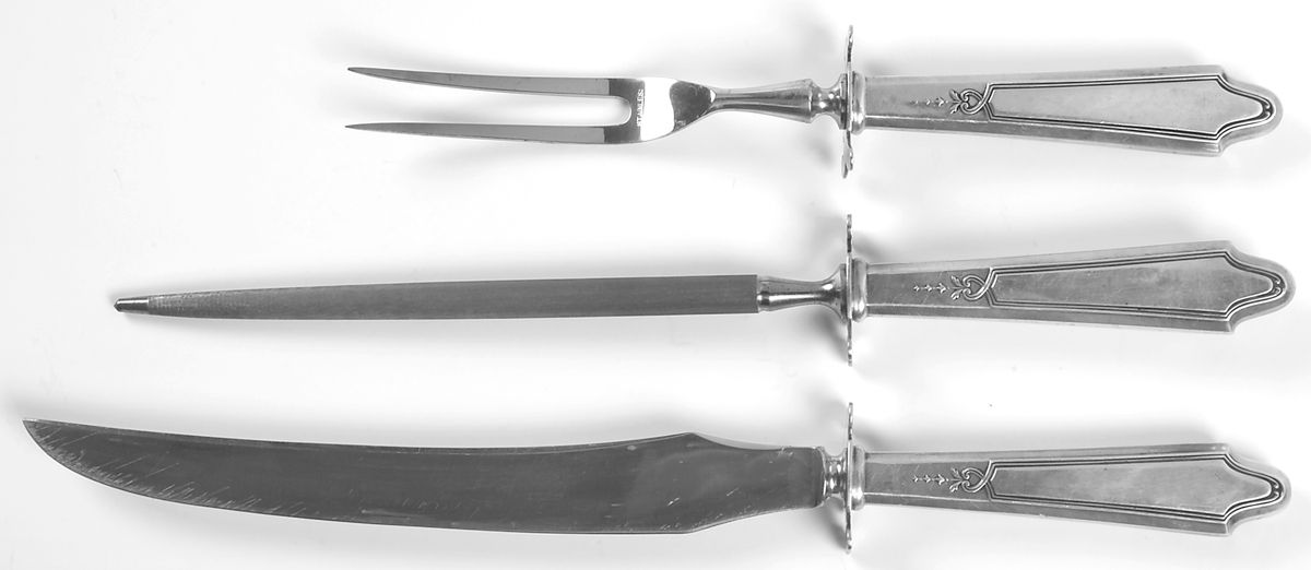 Chateau-Chateau Thierry(Sterling, 1919) Large 3-Piece Roast Carving Set w/ Stainless Blade by Lunt Silver-1