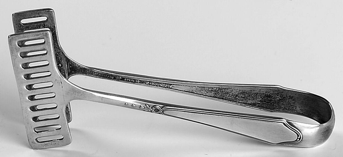 Chateau-Chateau Thierry(Sterling, 1919) Solid Bacon Serving Tongs by Lunt Silver-1