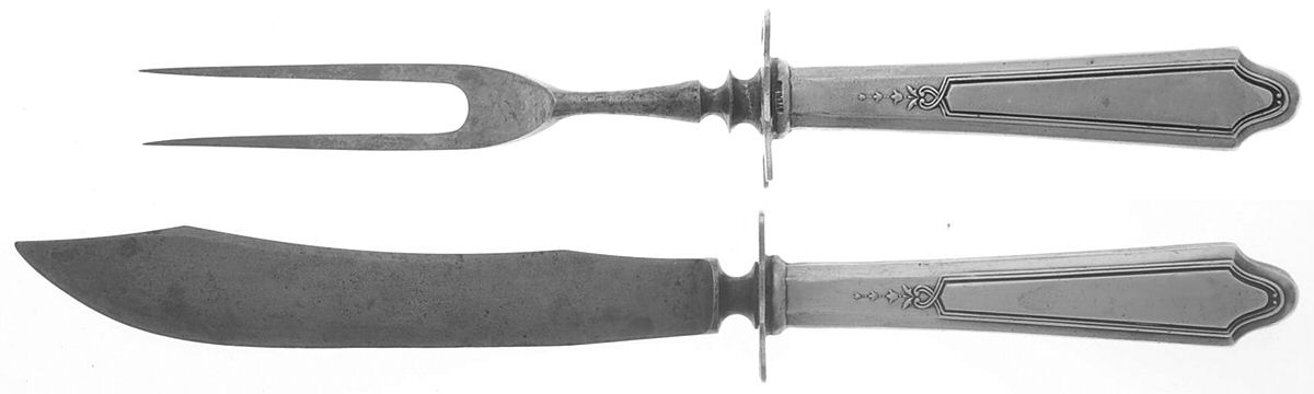 Chateau-Chateau Thierry(Sterling, 1919) Small Stainless Blade 2-Piece Steak Carving Set by Lunt Silver-1