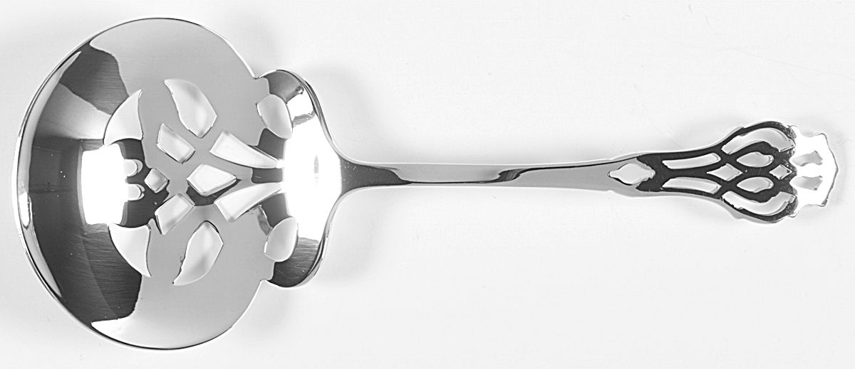 Chippendale (Sterling, 1910) Solid Bon Bon Spoon with Pierced Bowl by Lunt Silver-1