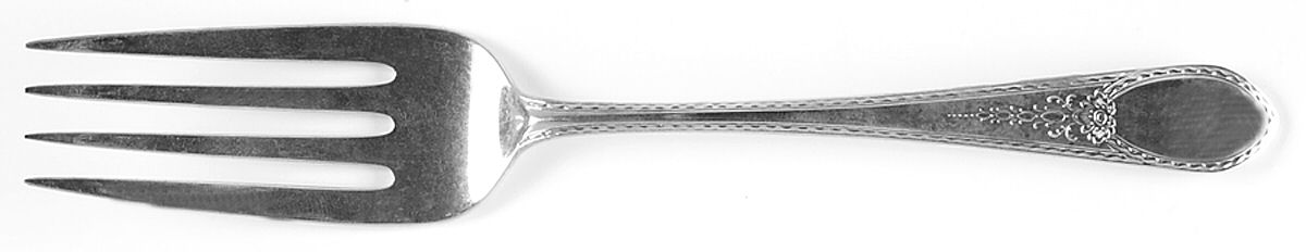 Colonial Engraved (Silverplate, 1982) Small Solid Cold Meat Serving Fork by Lunt Silver-1