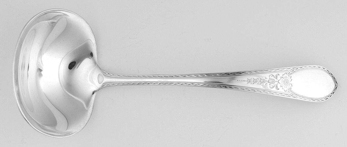Colonial Engraved (Silverplate, 1982) Solid Gravy Ladle by Lunt Silver-1