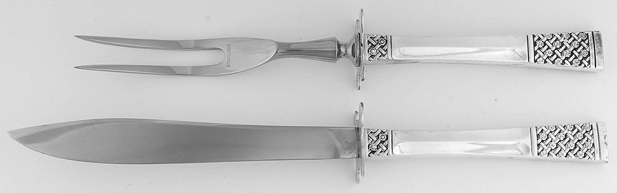 Columbine (Sterling, 1973) 2 Piece Small Carving Set W/ Sterling Guard by Lunt Silver-1