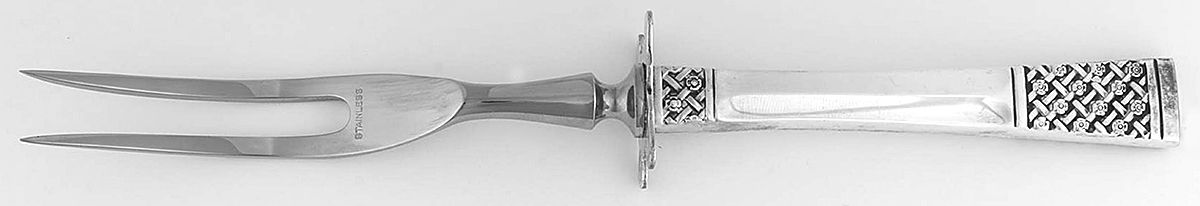 Columbine (Sterling, 1973) Small Carving Fork W/Sterling Guard by Lunt Silver-1