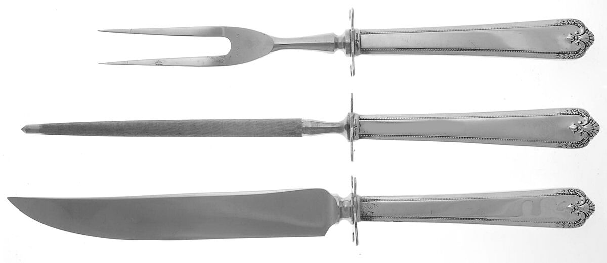 Colonial Manor (Sterling, 1940) Small Steak 3-Piece Carving Set w/Stainless Blade by Lunt Silver-1