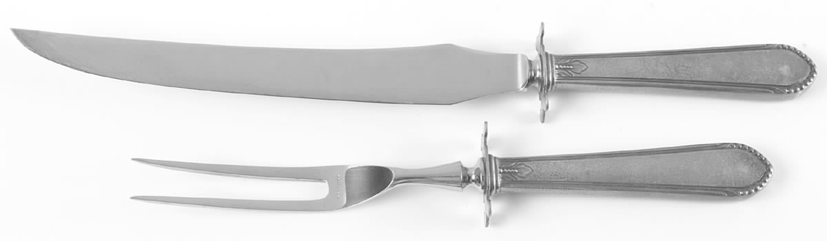 Coronet (Sterling, 1932) Large 2-Piece Roast Carving Set w/ Stainless Blade by Lunt Silver-1