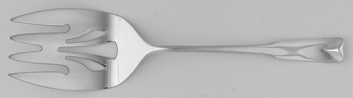 Colonial Theme (Sterling, 1964) Medium Solid Cold Meat Serving Fork by Lunt Silver-1