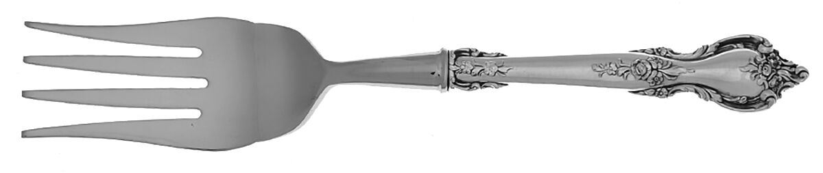 Delacourt (Sterling, 1966) Cold Meat Fork Large, Stainless Tines HC by Lunt Silver-1