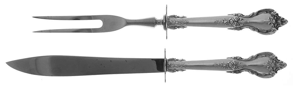 Delacourt (Sterling, 1966) 2 Piece Small Carving Set W/ Sterling Guard by Lunt Silver-1