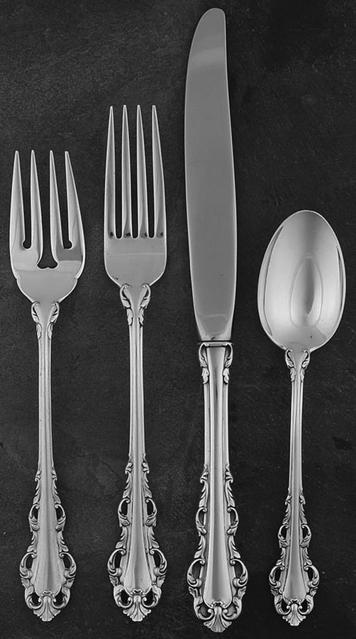 Dresden Scroll (Sterling, 1971) 4 Piece Place Size Setting by Lunt Silver-1