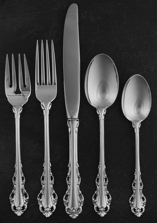 Dresden Scroll (Sterling, 1971) 5 Piece Place Size Setting by Lunt Silver-1