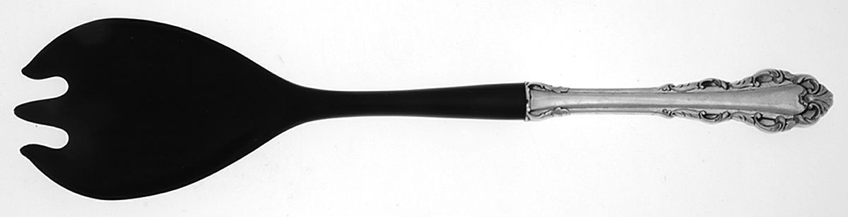 Dresden Scroll (Sterling, 1971) Salad Serving Spoon with Plastic Bowl by Lunt Silver-1